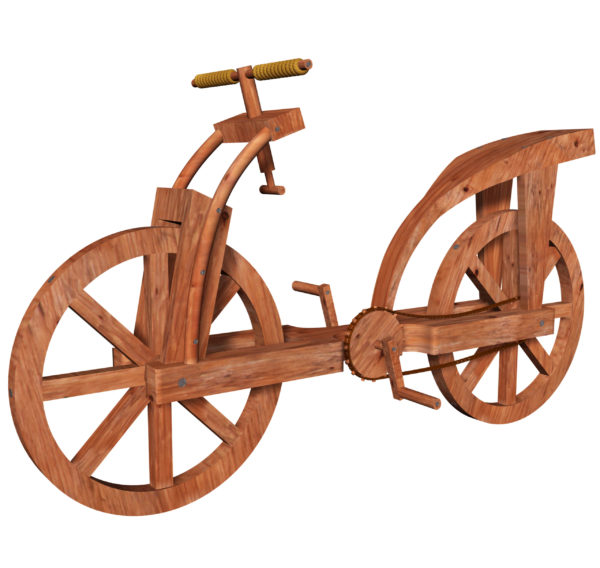 An ancient wooden bike prototype