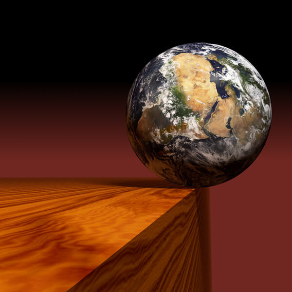 Earth at the edge of a desk