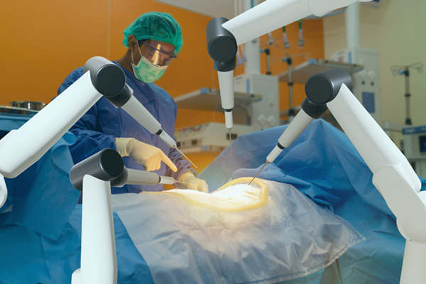 A robot assisting with a procedure